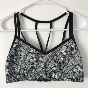 Black and White Patterned Sports Bra